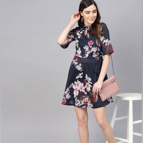 Pacha 1966 Sweet Cherry Tie V Neck Dress S - Picture 14 of 14